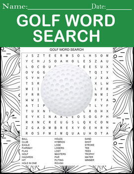 Preview of Golf Word Search Puzzle Vocabulary Worksheet Activity