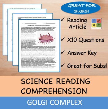 Preview of Golgi Complex - Reading Passage and x 10 Questions (EDITABLE)