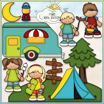 Gone Camping - CU Clip Art & B&W Set by Digi Web Studio | TpT