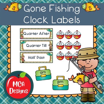 Preview of Gone Fishing Clock Labels
