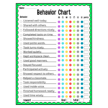 Good Behavior Tracking, Children Behavior Chart, Behavior checklist for ...