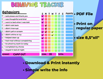 Preview of Good Behavior Tracking, Children Behavior Chart, Home, Classroom.