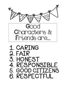 Preview of Good Character and Friendship Printable FREEBIE