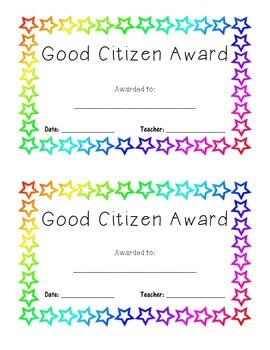 Good Citizen Award by Molly Welk | TPT