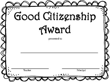 Good Citizen Award By We Are Busy Bees Teachers Pay Teachers