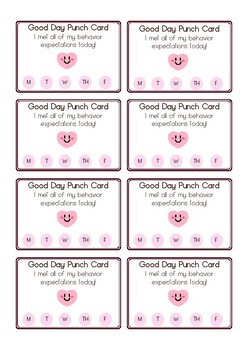 Good Day Behavior Punch Card Slip (Weekly) by Valerie Vanderslice