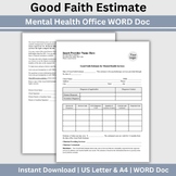 Good Faith Estimate, WORD Doc Psychology Private Practice 