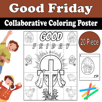 Preview of Good Friday Collaborative Coloring Poster | Easter Activities