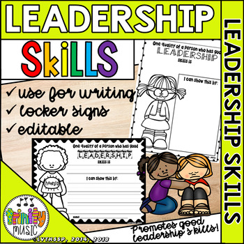 Preview of Good Leadership Skills (Editable) Worksheets & Locker Signs