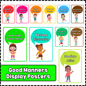 Preview of Good Manner Display Poster Educational Classroom Poster Printable Montessori