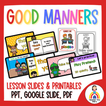 Preview of Good Manners Lesson Slides Presentation and Printable Posters