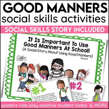 Preview of Social Stories Good Manners Social Skills Posters Role Play & Activities SEL