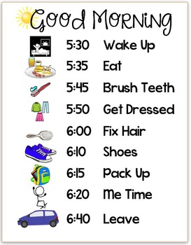 Preview of Good Morning Routine Chart Schedule - Editable