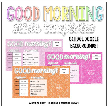 Preview of Good Morning Slide Templates - School Doodles Backgrounds