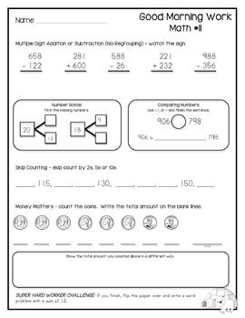 2nd Grade Morning Work (Math - January) | TpT