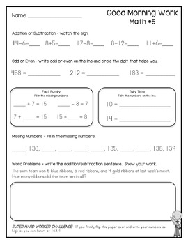 Morning Work Bundle (2nd Grade Math) by Kelley Dolling - Teacher Idea ...