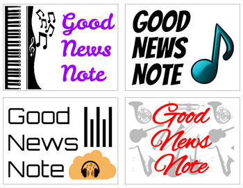 Preview of Good News Notes! **Printable Mail-Home Postcards for Band, Orchestra, Chorus 