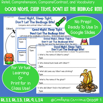 Preview of Good Night, Sleep Tight, Don't Let The Bedbugs Bite Retell, Comp., Venn, & Vocab