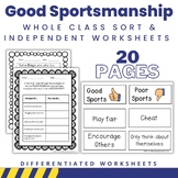 Good Sportsmanship Worksheets and Whole Class Sorting Acti