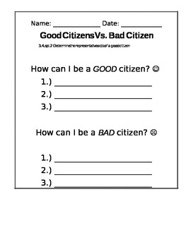 Preview of Good Vs. Bad Citizens