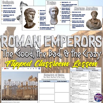 Preview of Roman Emperors Magic Portrait PowerPoint and Flipped Classroom Lesson