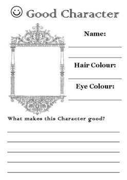 Preview of Good and Evil Character Worksheets