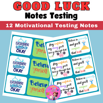 Preview of Good luck notes testing.Motivational Testing Notes.Gift Tags