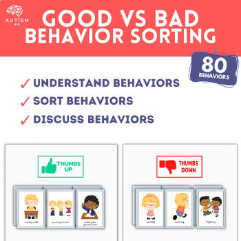 Preview of Good vs Bad Behavior Sorting 80 Behaviors Social Skill Autism ABA Speech Therapy