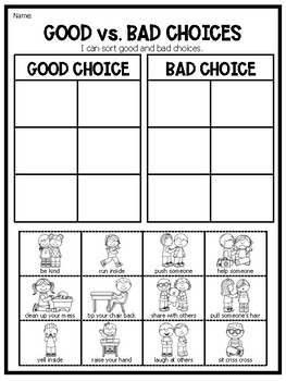Preview of Good vs. Bad Choice Sort - NO PREP Social Studies Activity