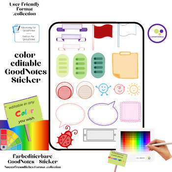 Preview of GoodNotes magic stickers | Color editable