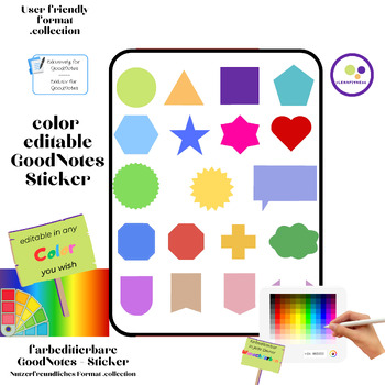 Preview of GoodNotes magic stickers | colored shapes