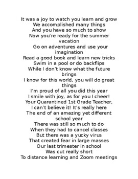 Goodbye (Distance Learning) Poem by Angelica Garcia | TpT