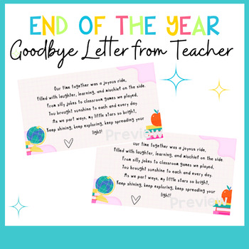Goodbye Letter From Teacher 