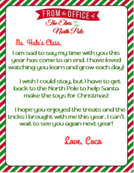 Preview of Goodbye Letter from the Elf-EDITABLE