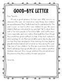 Goodbye School Year Letter From Teacher