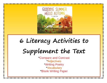 Preview of Goodbye Summer, Hello Autumn 6 Literacy Worksheets to Supplement Text by Pak