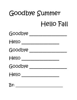Goodbye Summer Hello Autumn Worksheets Teaching Resources Tpt