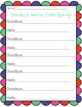 Goodbye Winter Hello Spring Poem By The Taco Tuesday Teacher Tpt