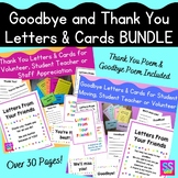 Goodbye and Thank You Letters & Cards BUNDLE | Student Mov