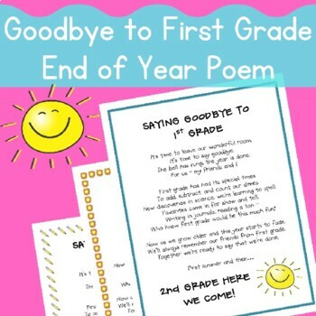 Preview of Goodbye to First Grade End of Year Poem | Memory Book | Scrapbook