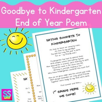 Preview of Goodbye to Kindergarten End of Year Poem | Memory Book | Scrapbook
