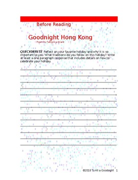 Preview of Goodnight Hong Kong Poetry Packet w/ Poem, Writing Prompt, Painting,& Soapstone
