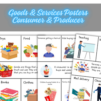 Preview of Goods & Services Posters Consumer & Producer Economics Kindergarten & First