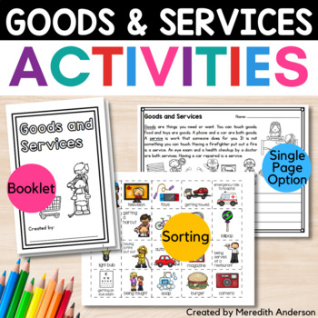 Preview of Goods and Services Book and Sorting Activity Economics for Kids