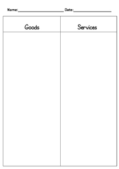 Goods and Services Grade 1 and 2 Cut and Paste Printable by Sarah Eldib