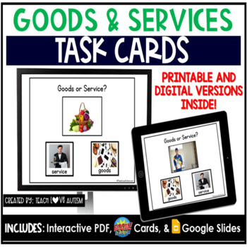 Preview of Goods and Services | Economics | Social Studies Task Cards | Boom Cards