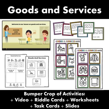 Preview of Goods and Services Worksheets Task Cards Activities 1st 2nd Grade