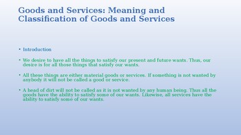 Preview of Goods and Services: Meaning and Classification of Goods and Services