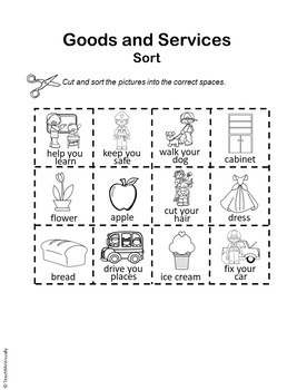 Goods and Services Sort by Teach Me Visually | TPT