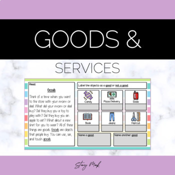 Preview of Goods and Services Sort & Activities | 1st Grade, 2nd Grade, or 3rd Grade